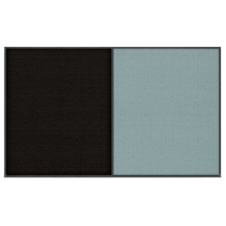 United Visual Products Double Door Radius Corkboard, 48"x36", Hea UV7013RC-BLACK-CLOUD